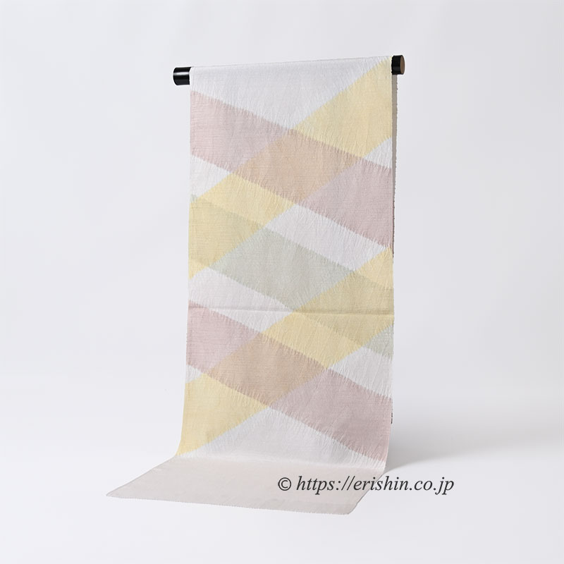 帯揚げ(絞り斜め縞/鳥の子色地に三色段) ※特別価格
