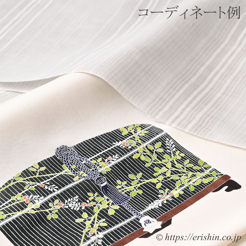 お誂え】染名古屋帯（虫籠/生成色・紗）[夏・単衣向]成謙『着物・呉服