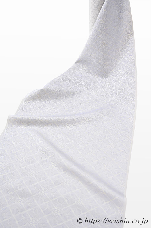 洗える絹の着物 丹後織御召(羊歯菱文/淡白藤色) ☆再入荷しました。