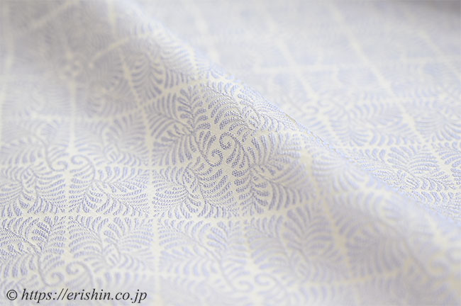 洗える絹の着物 丹後織御召(羊歯菱文/淡白藤色) ☆再入荷しました。