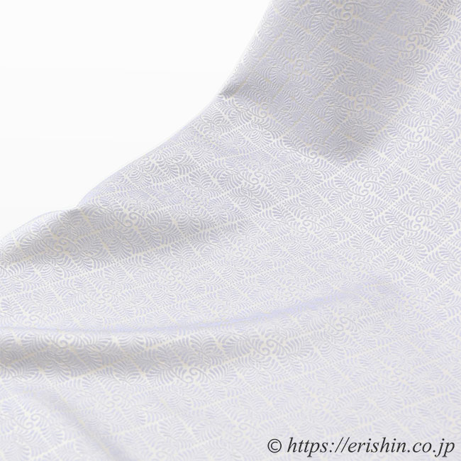 洗える絹の着物 丹後織御召(羊歯菱文/淡白藤色) ☆再入荷しました。