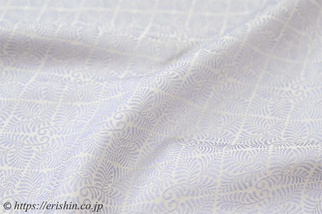 洗える絹の着物 丹後織御召(羊歯菱文/淡白藤色) ☆再入荷しました。