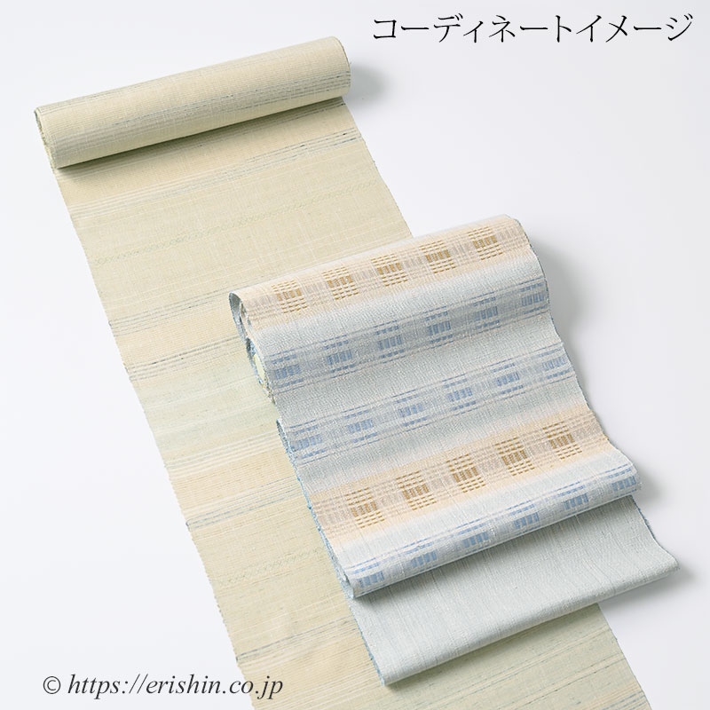 下井伸彦 九寸織名古屋帯（下井紬・暈し横段/紬地）下井伸彦『着物