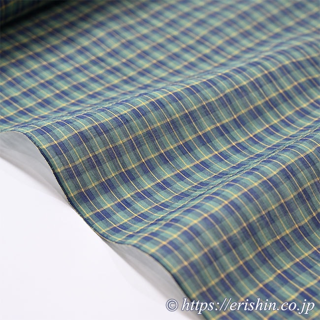 小千谷縮(緑のチェック/深緑色)