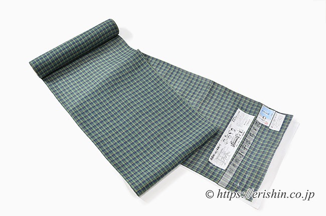 小千谷縮(緑のチェック/深緑色)