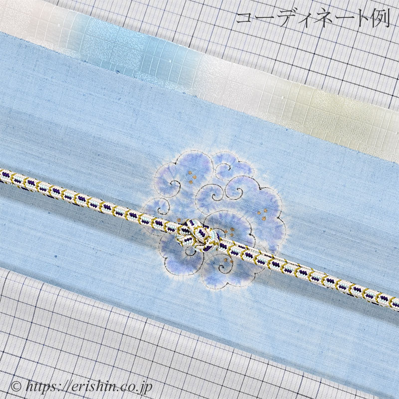 帯揚げ(三色段 石畳文/淡い露草色×薄柳色×胡粉色)