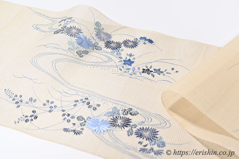染名古屋帯（虫籠に御所解/絽生紬）[夏・単衣]『着物・呉服えり新』
