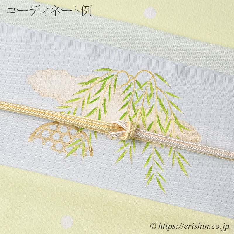 染名古屋帯（柳橋/藍白色・絽）[夏・単衣向] 成謙『着物・呉服えり新』
