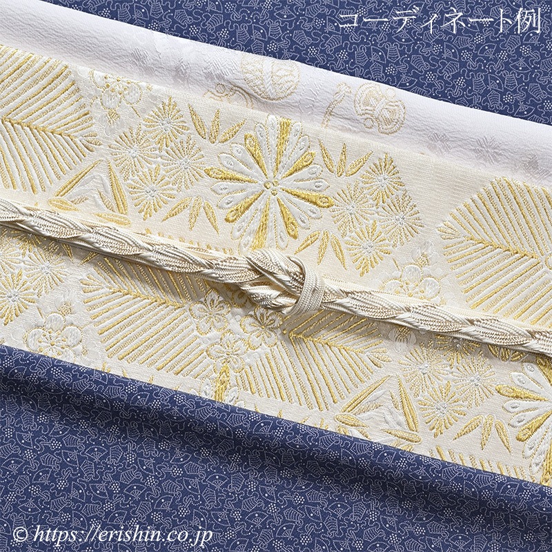 帯揚げ（宝尽くし・金の縫い取り/淡い薄桜色）和小物さくら