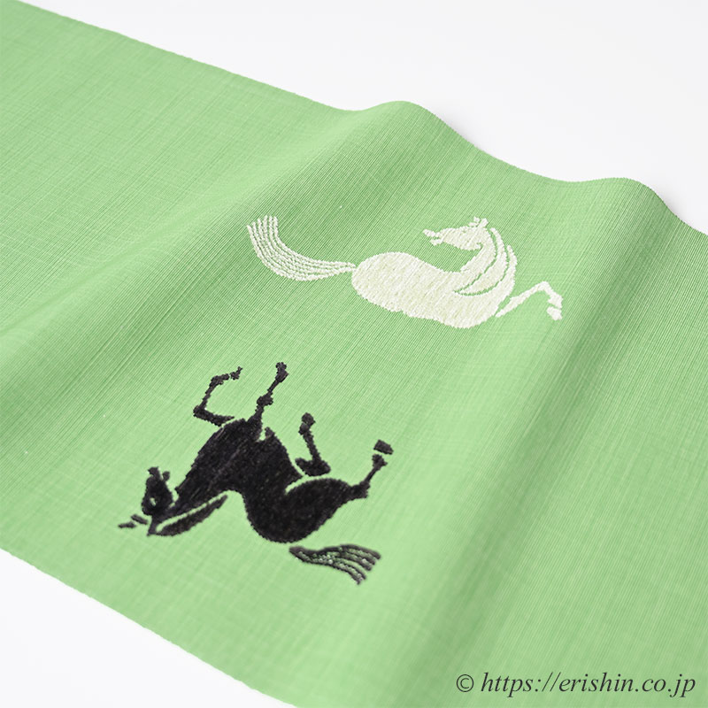 夢訪庵（桝蔵順彦） 九寸織名古屋帯（薫風に集う馬/光悦綴）夢訪庵（枡