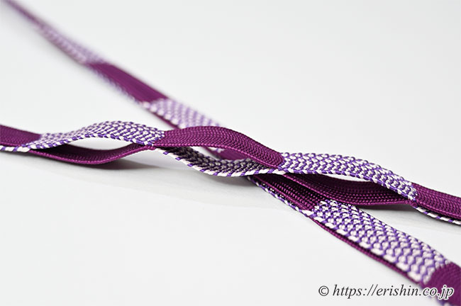 帯締め 二枚高麗組(葡萄色〔えびいろ〕)/鹿の子)