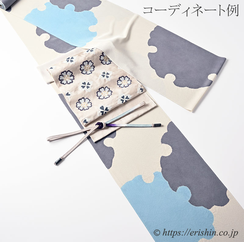 お誂え】小紋（大きな雪輪の絞り染め/さらりとした縮緬地）工芸キモノ