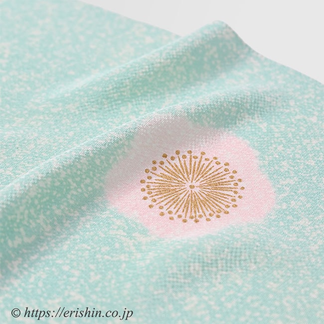 帯揚げ(梅の絞り輪出し/青竹色・縮緬)