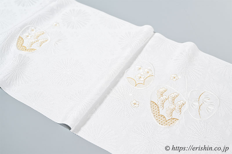 帯揚げ(貝合わせ文/白地・唐織)