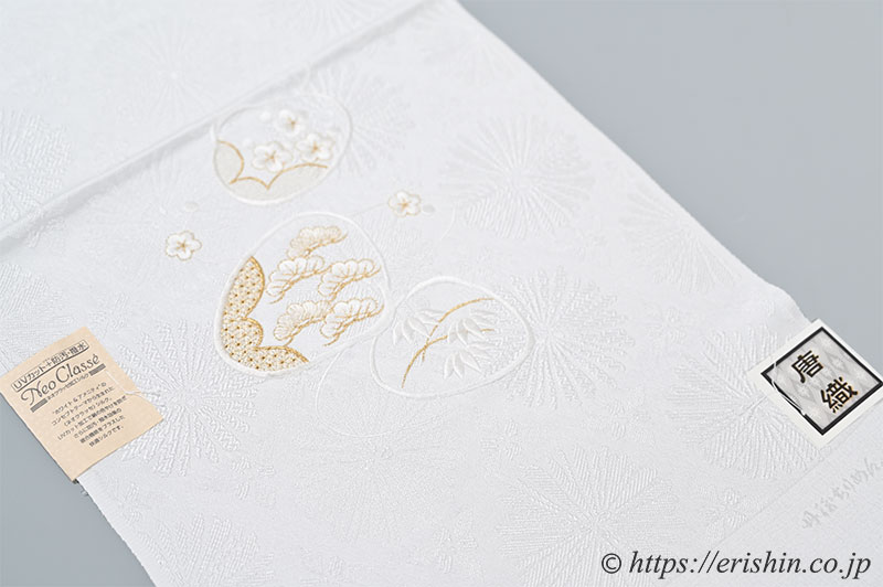 帯揚げ(貝合わせ文/白地・唐織)