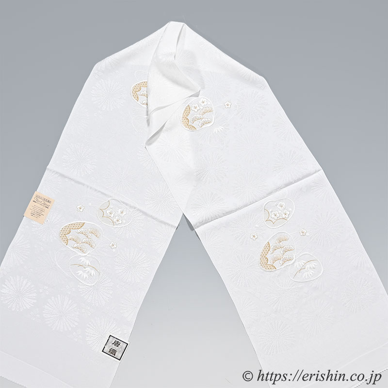 帯揚げ(貝合わせ文/白地・唐織)