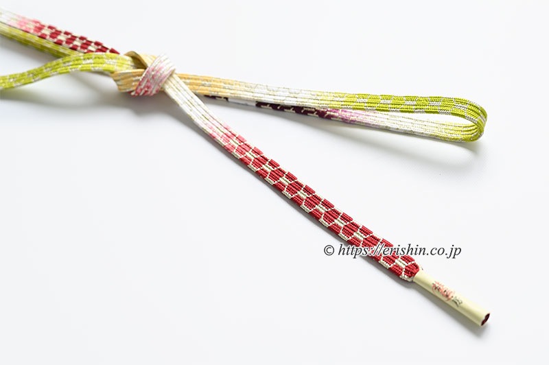 帯締め 貝の口亀甲組(濃紅色×葡萄色) ☆再入荷しました。