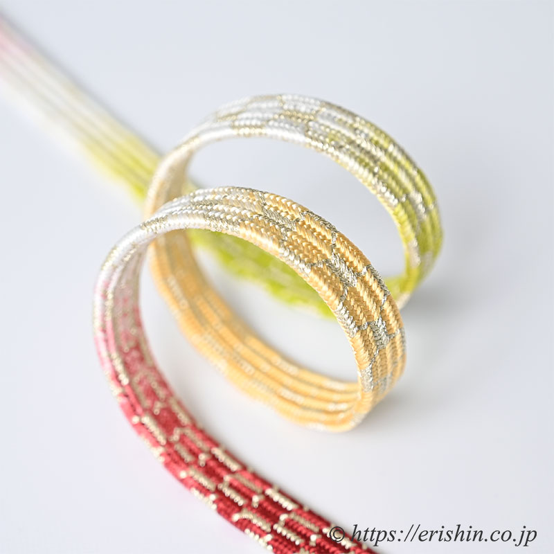 帯締め 貝の口亀甲組(濃紅色×葡萄色) ☆再入荷しました。