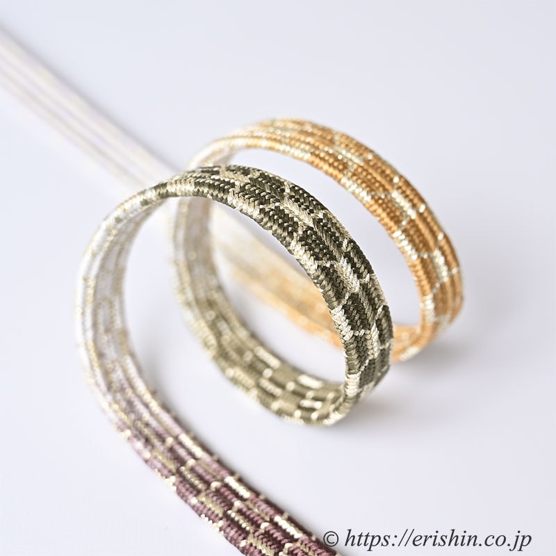 帯締め 貝の口亀甲組（煤竹色×芥子色） 龍工房『着物・呉服えり新』