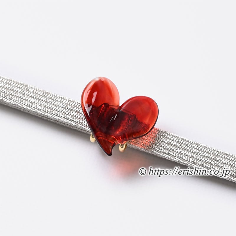 帯留め(ガラスのハート)