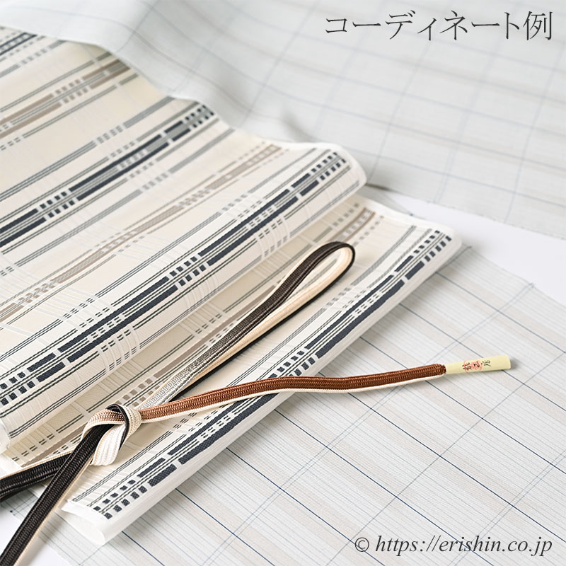 帯締め 綾竹台片身縞(焦げ茶色に団十郎茶色の暈し)