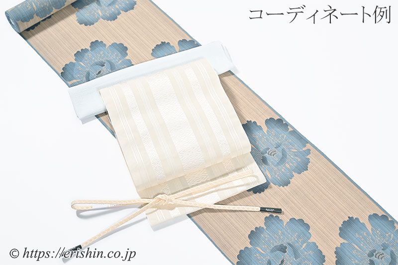 博多八寸織名古屋帯（献上/白・紗）[夏・単衣向]西村織物『着物