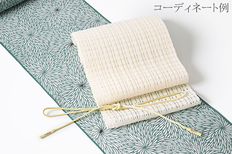 夏用織名古屋帯 八寸織名古屋帯（変わり羅/卯の花色）[夏向] ☆再入荷しました。泰生