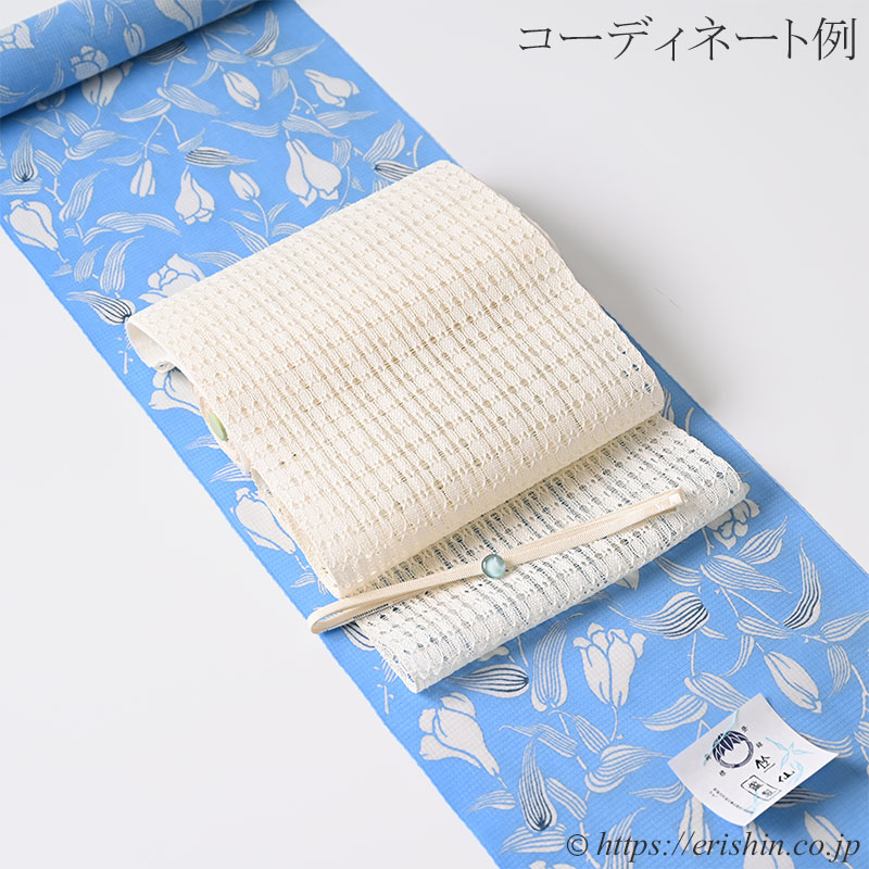 名古屋帯 八寸織名古屋帯（変わり羅/卯の花色）[夏向] ☆再入荷しました。泰生