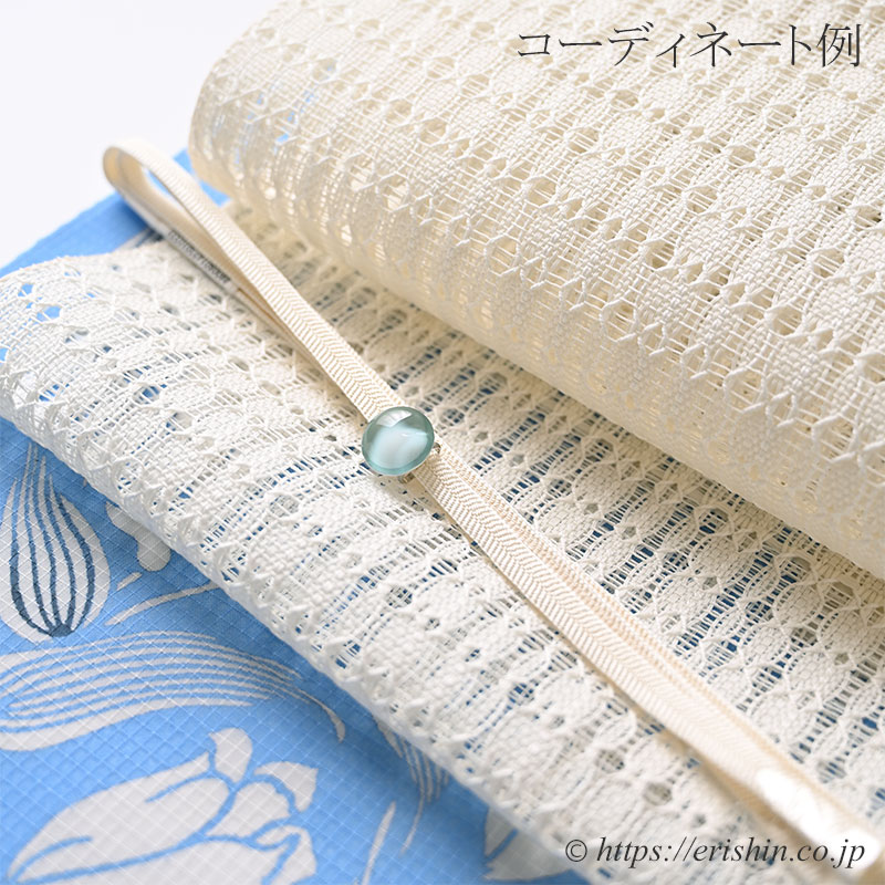 八寸織名古屋帯（変わり羅/卯の花色）[夏向] ☆再入荷しました。泰生