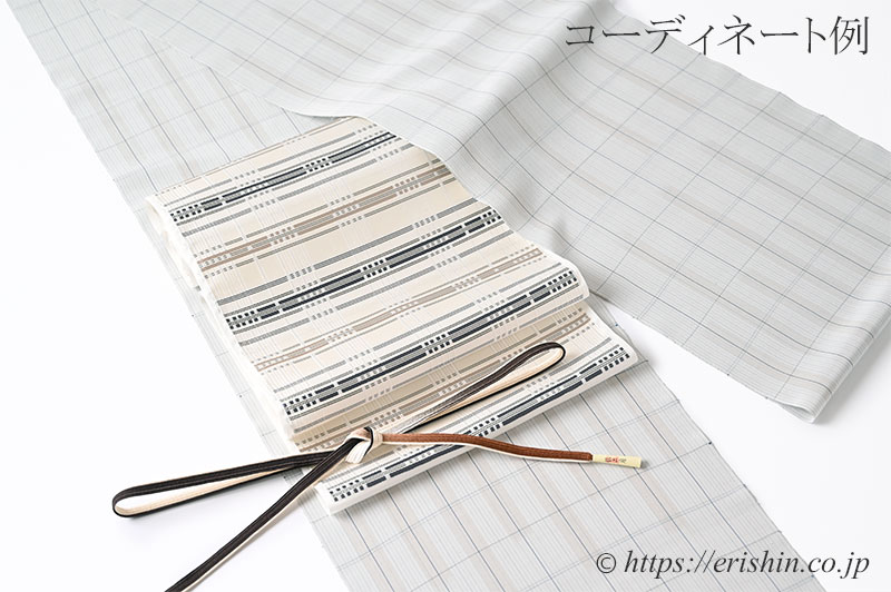 美術工芸 啓 九寸織名古屋帯（錦熨斗目/亜麻色や黒橡色） ※お値段は