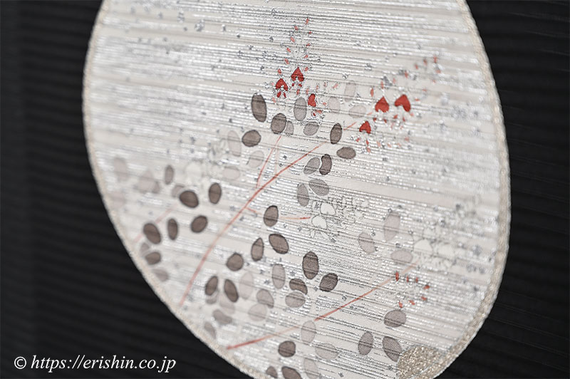 絽塩瀬　名古屋帯　団扇　祭り 絽塩瀬 名古屋帯 団扇 祭り