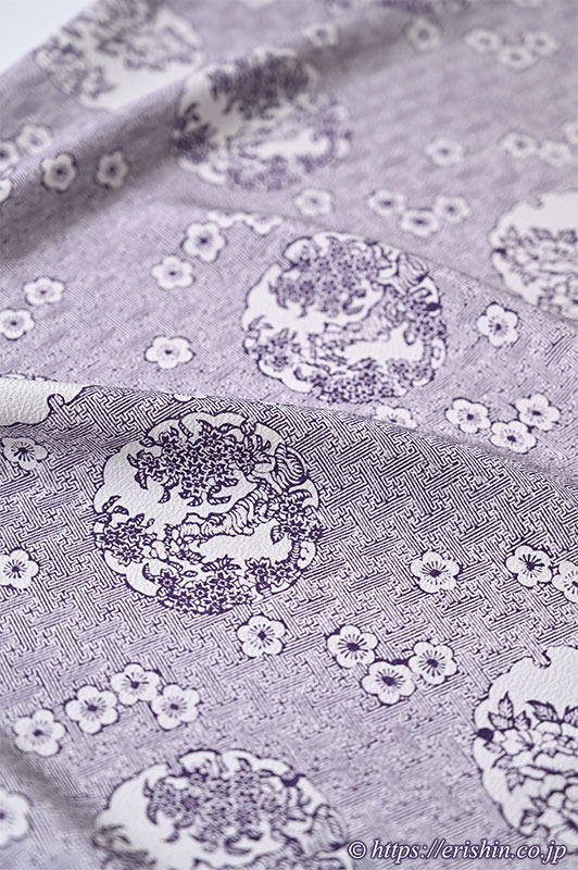 根橋秀治 竺仙 文久小紋〔江戸小紋〕(雪輪に花景色/青みの紫紺色)