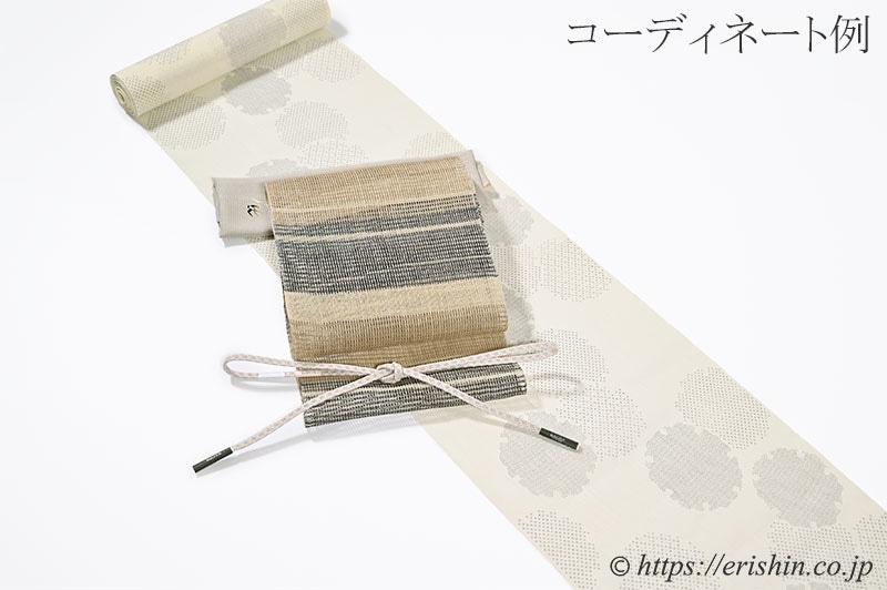 小千谷縮（小絣を集めた雪輪/象牙色）織田工房『着物・呉服えり新』