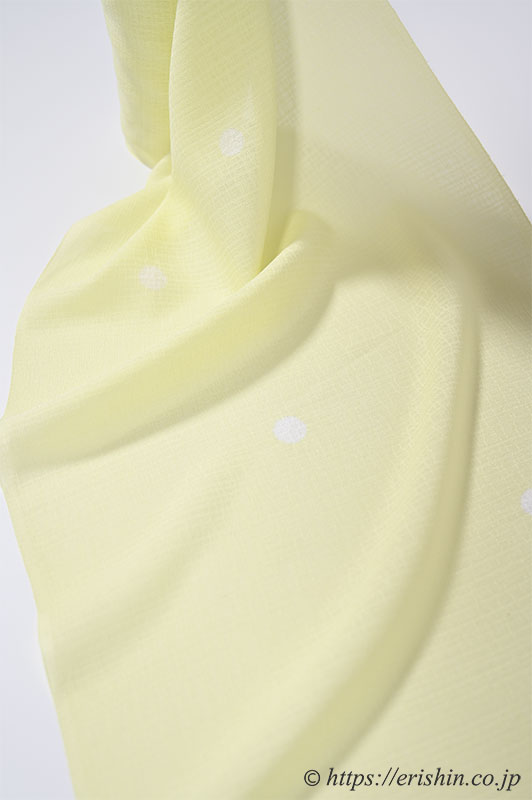 えり新オリジナル夏小紋（水玉の絞り/女郎花色・紋紗）えり新