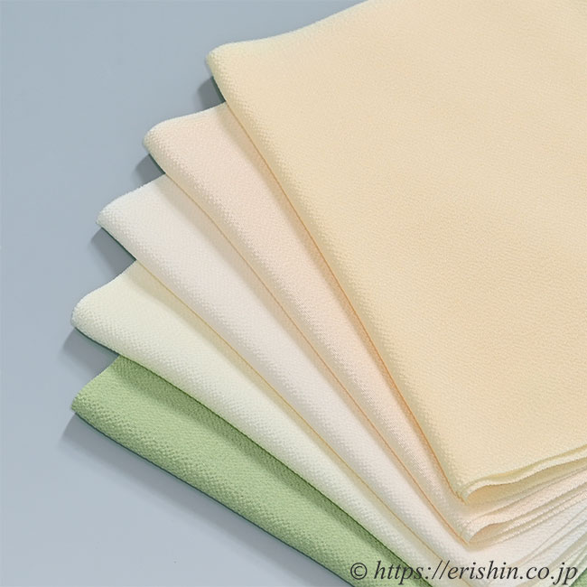 帯揚げ(無地/グリーン&白系・縮緬)5種