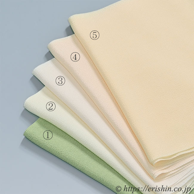 帯揚げ(無地/グリーン&白系・縮緬)5種