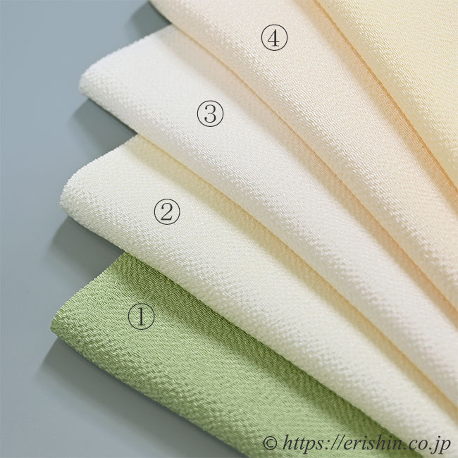 帯揚げ(無地/グリーン&白系・縮緬)5種