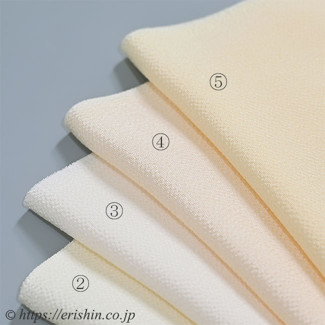帯揚げ(無地/グリーン&白系・縮緬)5種