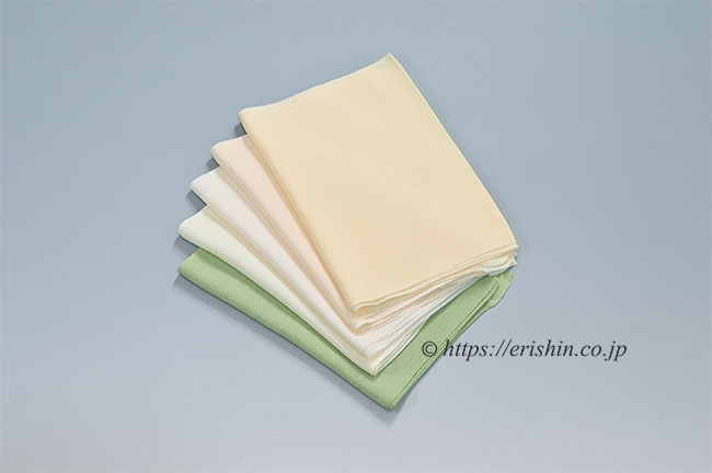 帯揚げ(無地/グリーン&白系・縮緬)5種