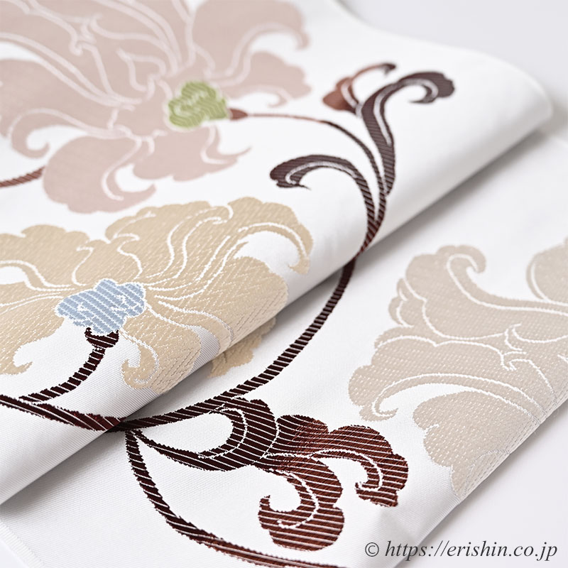 洛風林 九寸織名古屋帯（悠久花文/雲井鼠色）洛風林『着物・呉服