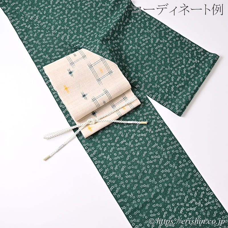 越後型綿麻紅梅(常磐色の小花更紗)