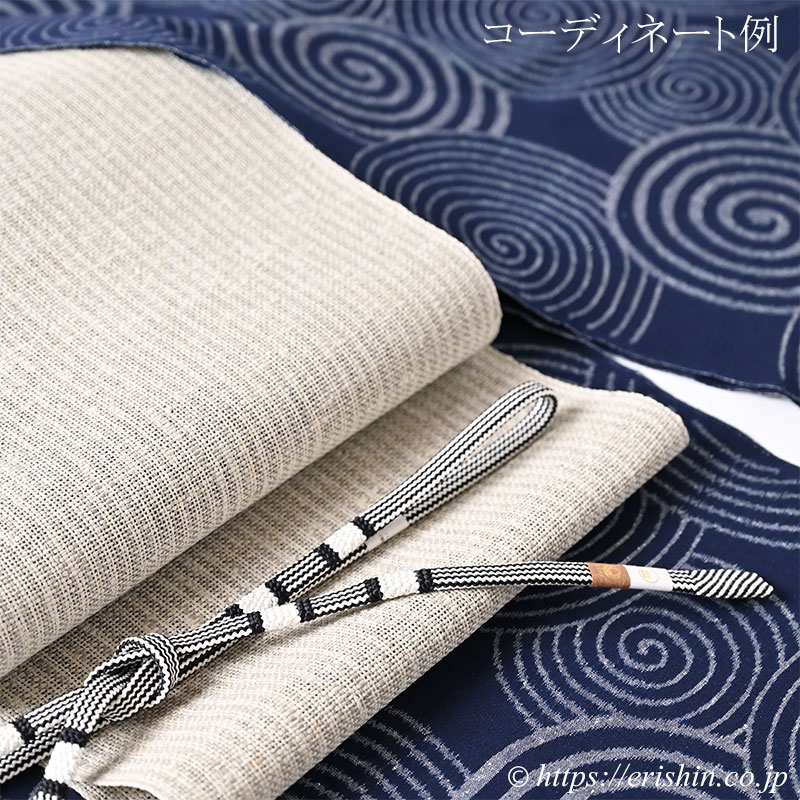 帯締め 東内記組(縞両手組段/白×黒)