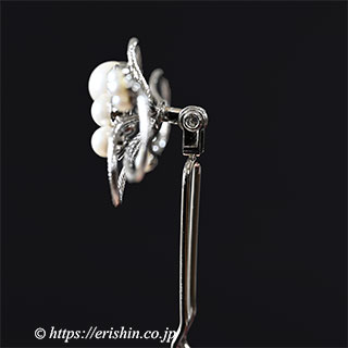 パール風かんざし(結び・シルバー調)《可動式》