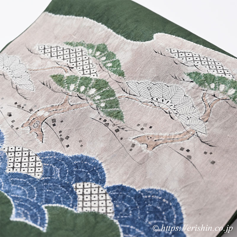 森健持 染名古屋帯（松波小袖写・辻ヶ花/夏紬地）[夏・単衣向]森健持