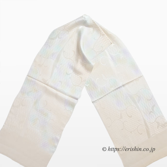 帯揚げ(アールヌーボー更紗/淡い薄卵色にパステル)