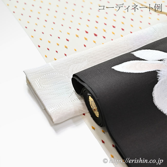 帯揚げ(アールヌーボー更紗/淡い薄卵色にパステル)