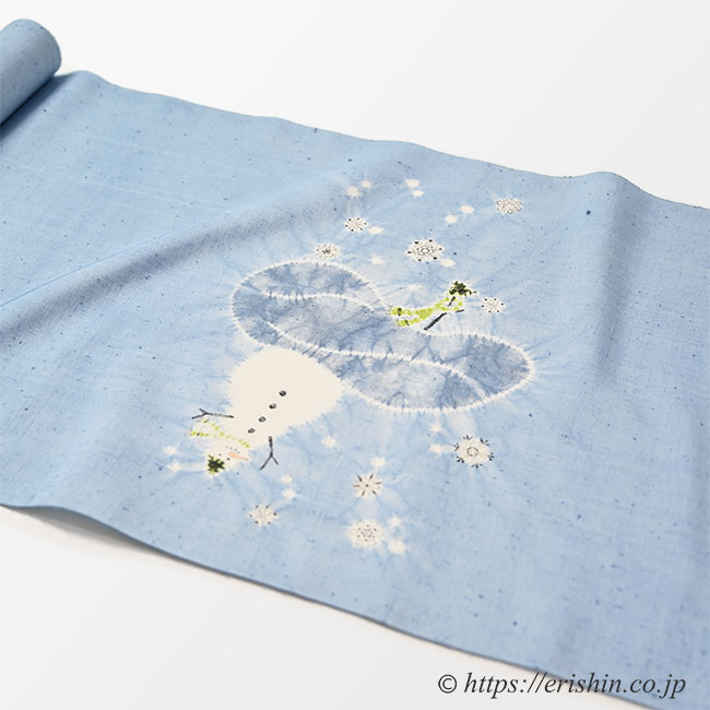 【お誂え】森健持 染名古屋帯(スノーマン・辻ケ花/紬地)