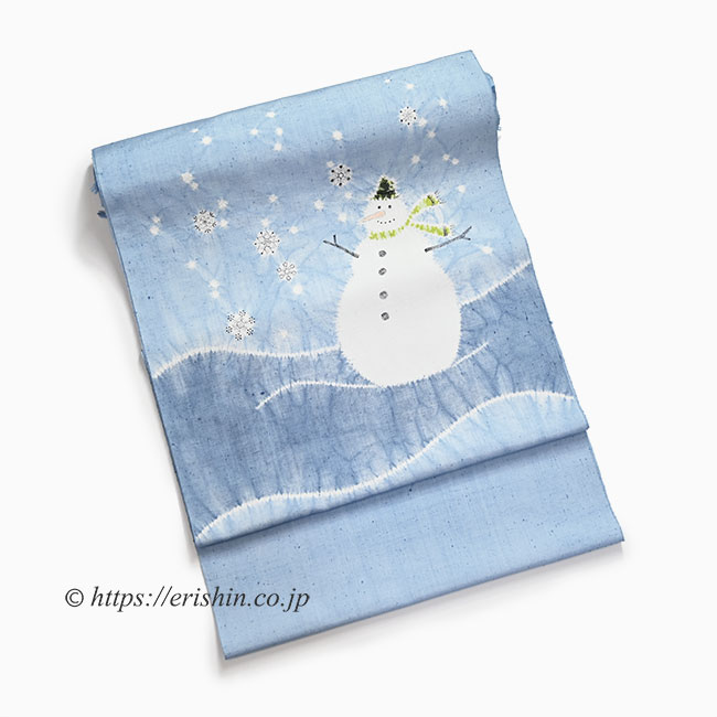 【お誂え】森健持 染名古屋帯(スノーマン・辻ケ花/紬地)