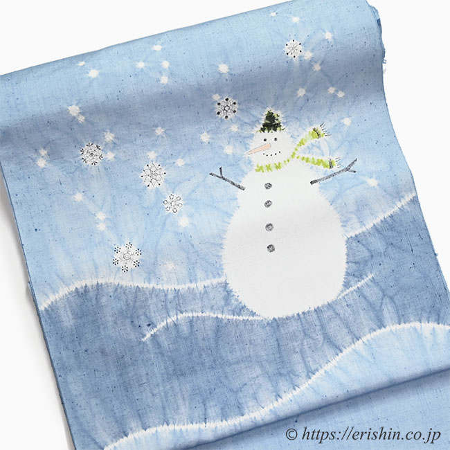 【お誂え】森健持 染名古屋帯(スノーマン・辻ケ花/紬地)