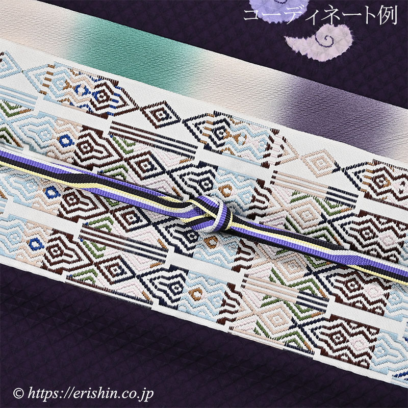 帯締め 綾竹経巻四色切替(桔梗色×檳榔子染×女郎花色×雲居鼠)